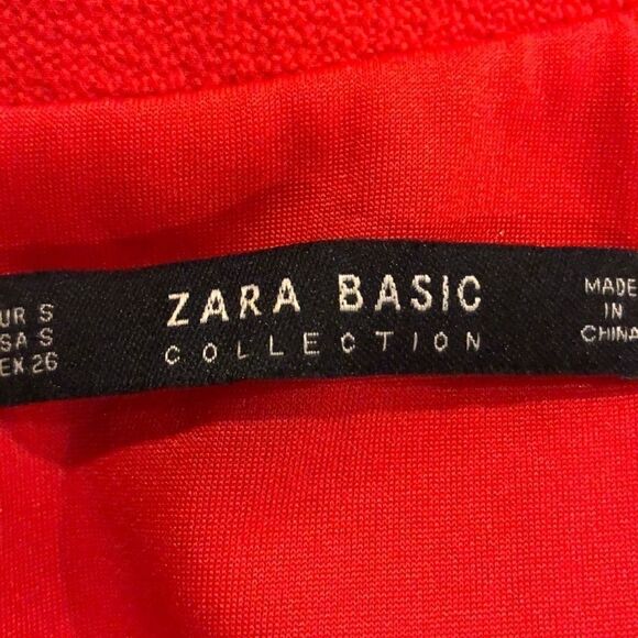 ZARA Red Cold Shoulder Above the Knee Dress Size S - Picture 7 of 7
